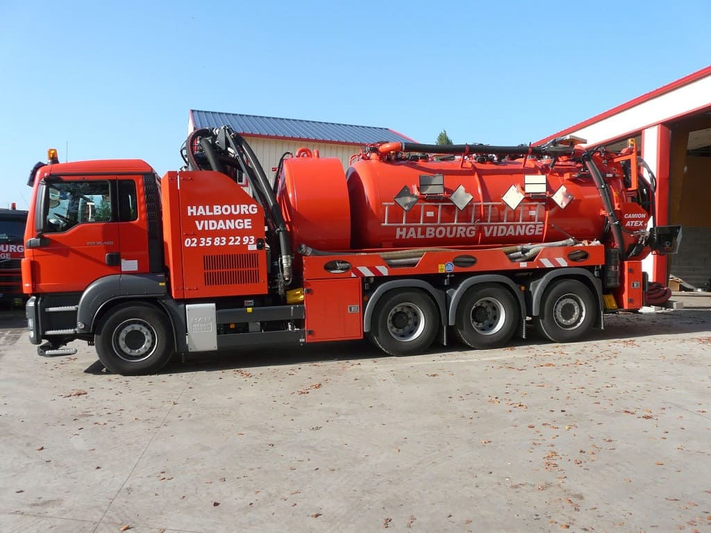 Camion de vidange d'assainissement de Rouen à Dieppe